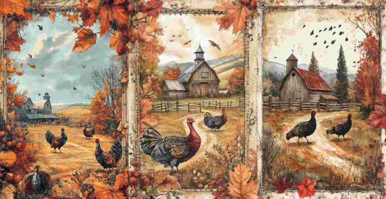 9 Barnyard Turkey Papers – Free Fall Junk Journal Printables (WF0096)