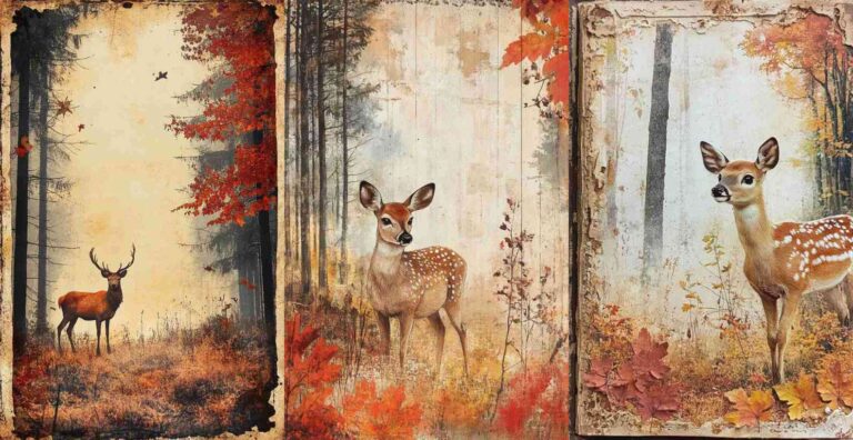 10 Deer in Forest – Free Fall Junk Journal Printables (WF0100)