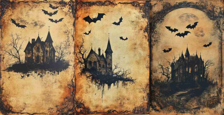 Haunted House Paper – Free Halloween Junk Journal Printables (WF0028)