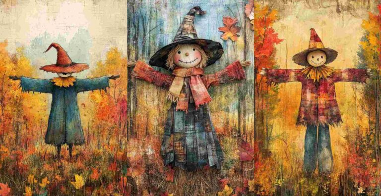 10 Fall Scarecrow Papers – Free Fall Junk Journal Printables (WF0115)