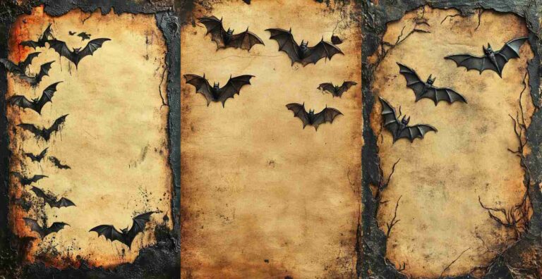 Creepy Vampire Bats Paper – Free Halloween Junk Journal Printables (WF0039)