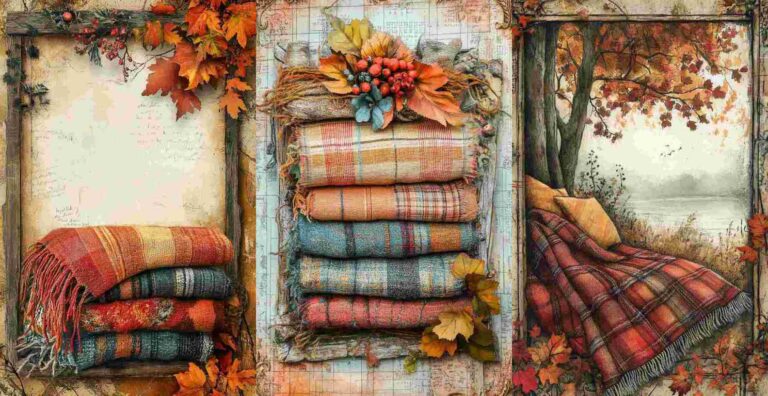 10 Autumn Warm Blanket Papers – Free Fall Junk Journal Printables (WF0120)