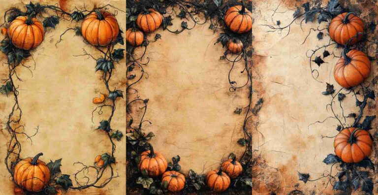 Creepy Pumpkin Vine Paper – Free Halloween Junk Journal Printables (WF0041)