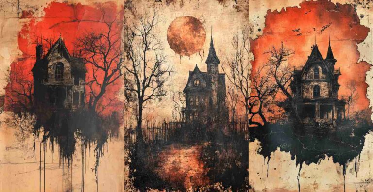 Bloody Haunted House – Free Halloween Junk Journal Printables (WF0004)