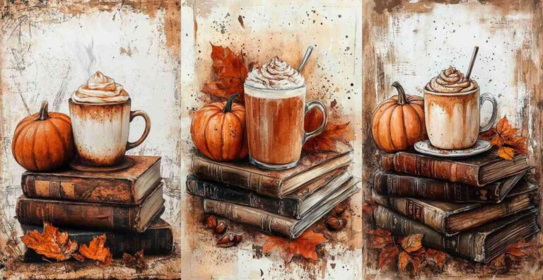 10 Autumn Pumpkin Latte Papers – Free Fall Junk Journal Printables (WF0132)