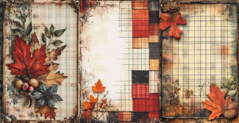 10 Autumn Plaid Pattern Papers – Free Fall Junk Journal Printables (WF0133)