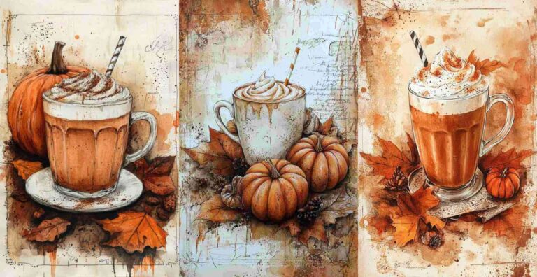 10 Pumpkin Spice Latte Papers – Free Fall Junk Journal Printables (WF0135)