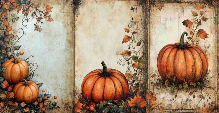 10 Fall Pumpkin Papers – Free Fall Junk Journal Printables (WF0139)