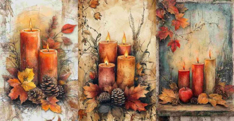 10 Fall Warm Candle Papers – Free Fall Junk Journal Printables (WF0141)