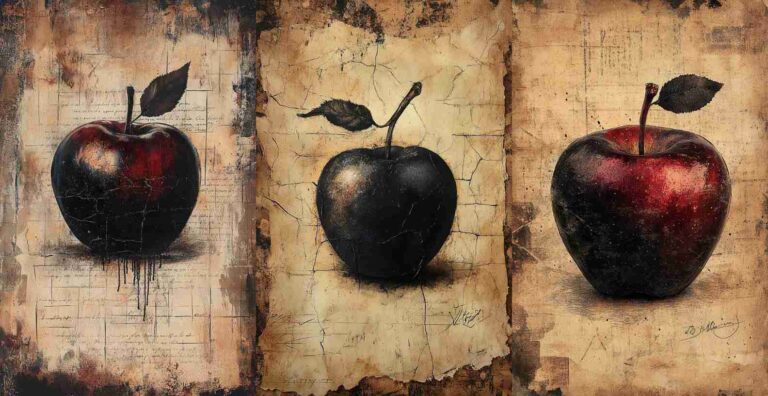 Creepy Black Apple – Free Halloween Junk Journal Printables (WF0064)