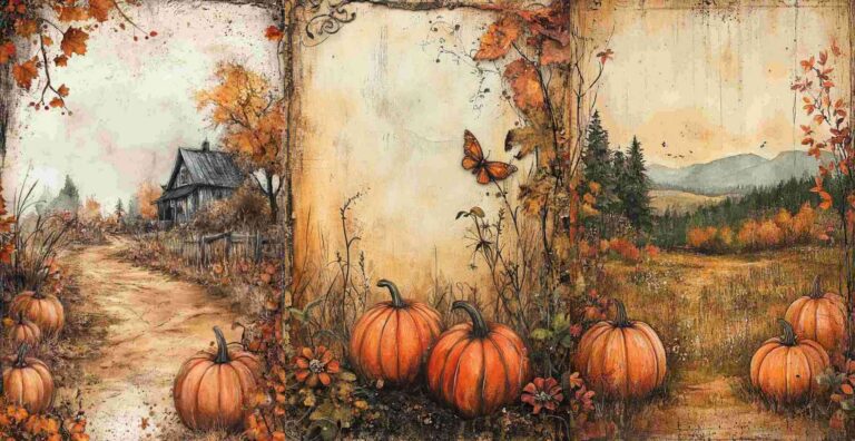 10 Fall Pumpkin Papers – Free Fall Junk Journal Printables (WF0149)