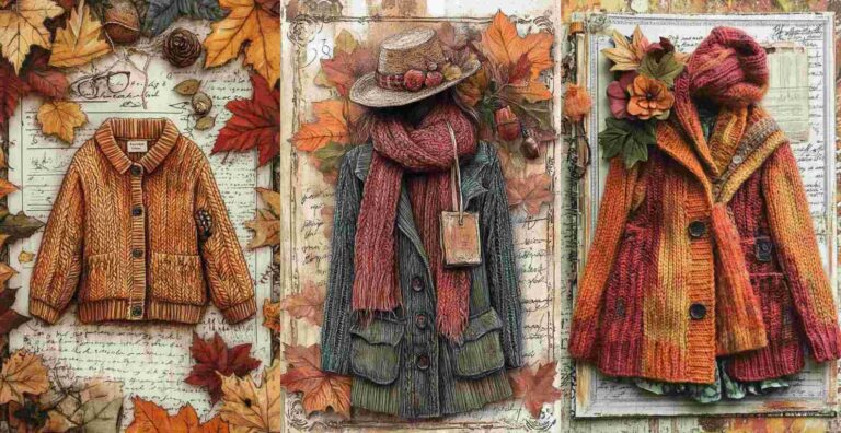 10 Fall Knitted Clothing Papers – Free Fall Junk Journal Printables (WF0152)