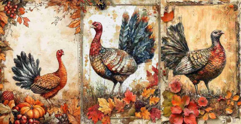 10 Fall Turkey Papers – Free Fall Junk Journal Printables (WF0153)