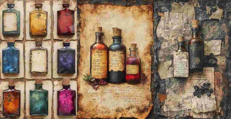 Witch Potion Bottles – Free Halloween Junk Journal Printables (WF0072)