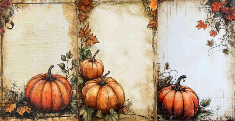 10 Fall Pumpkin Papers – Free Fall Junk Journal Printables (WF0154)