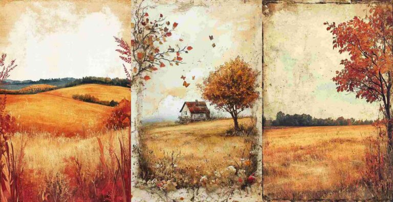 10 Fall Golden Field Papers – Free Fall Junk Journal Printables (WF0157)