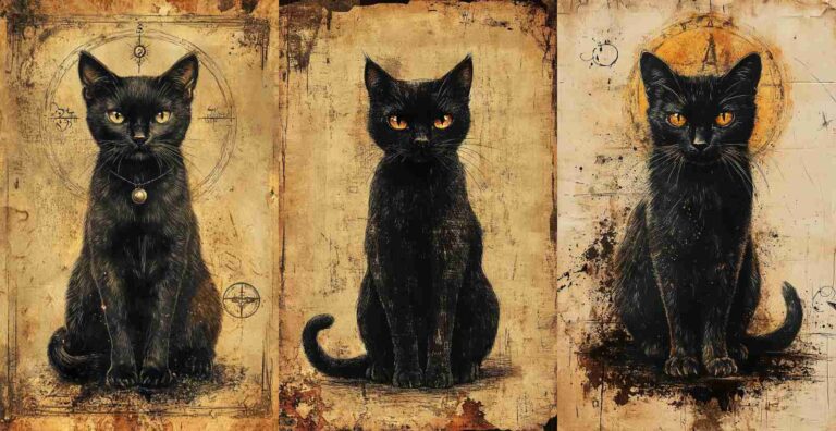 Gothic Black Cat – Free Halloween Junk Journal Printables (WF0077)