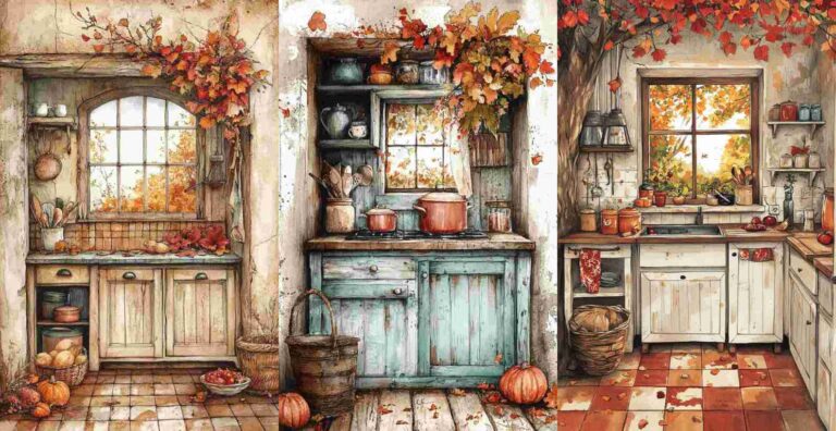 10 Fall Farmhouse Kitchen Papers – Free Fall Junk Journal Printables (WF0159)