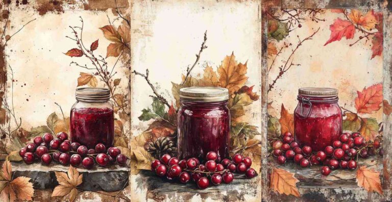 9 Fall Cranberry Sauce Papers – Free Fall Junk Journal Printables (WF0163)