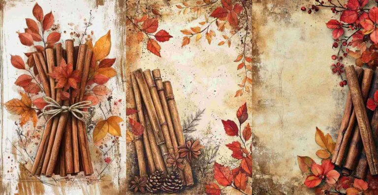 10 Fall Cinammon Stick Papers – Free Fall Junk Journal Printables (WF0166)