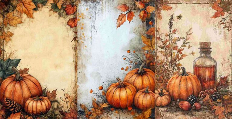 10 Fall Pumpkin Papers – Free Fall Junk Journal Printables (WF0174)