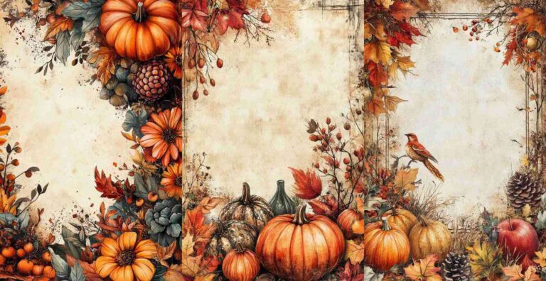 10 Cozy Fall Papers – Free Fall Junk Journal Printables (WF0178)