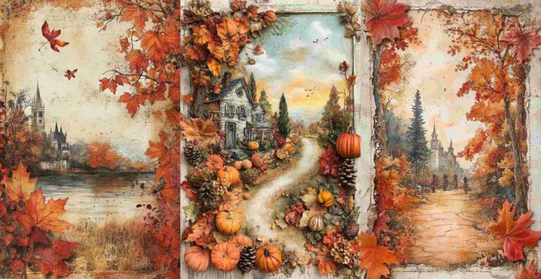 10 Mixed Autumn Papers – Free Fall Junk Journal Printables (WF0182)