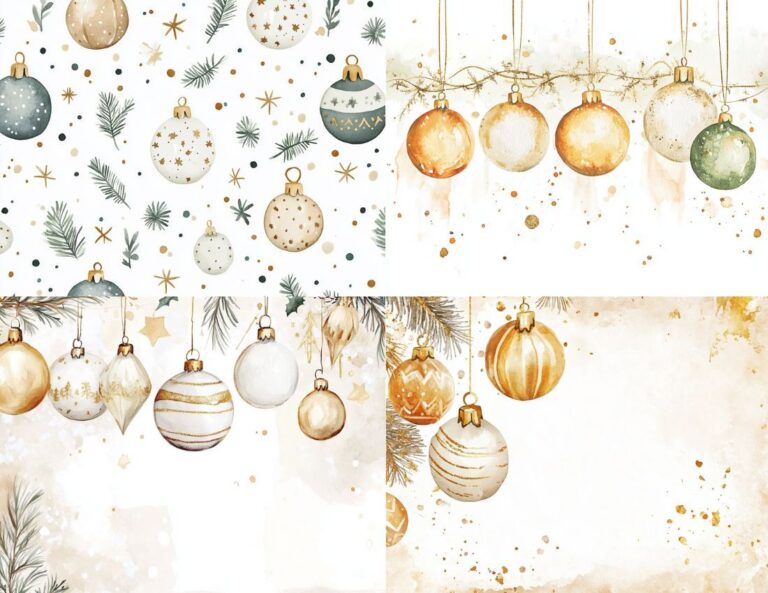 Christmas Ornaments Landscape – Free Christmas Junk Journal Printables (WF0193)