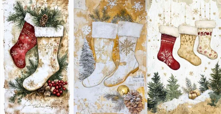 Christmas Stockings – Free Christmas Junk Journal Printables (WF0190)