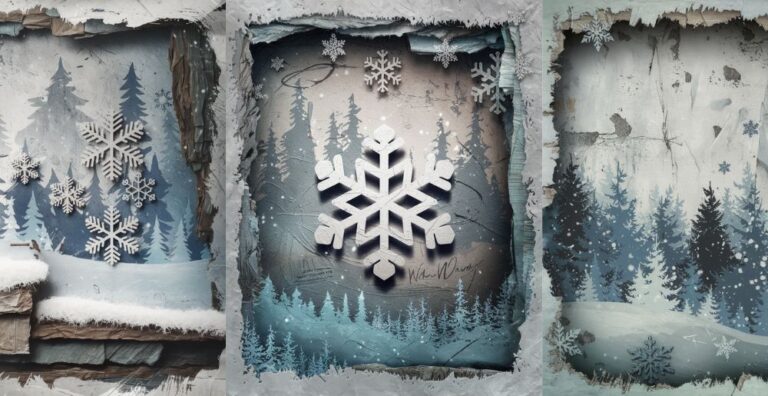 Snowflake Spark Add-on Background Kit – Free Christmas Winter Junk Journal Paper Printables (WT0014)