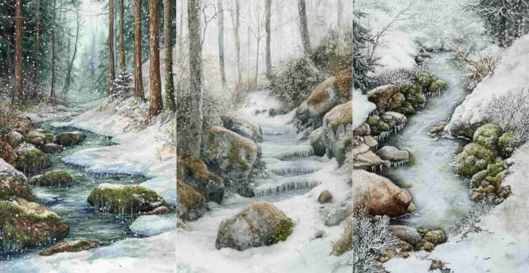 A Frozen Stream – Free Winter Junk Journal Printables (WT0001)