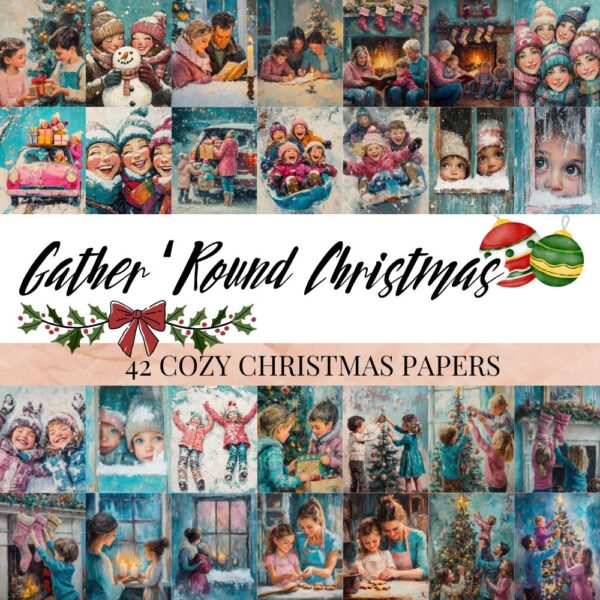 Gather 'Round Christmas - 42 Cozy Christmas Junk Journal Papers for Cozy Holiday Memories