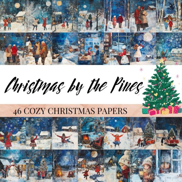 Christmas by the Pines - 46 Cozy Christmas Junk Journal Papers for a Serene Winter Holiday