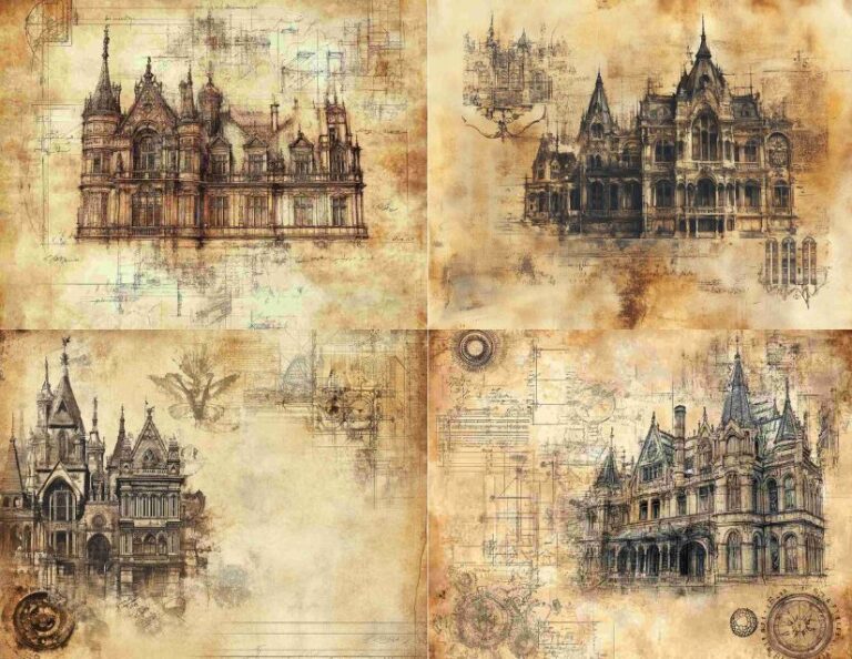 Architecture Sketching – Free Steampunk Junk Journal Printables (ST0010)