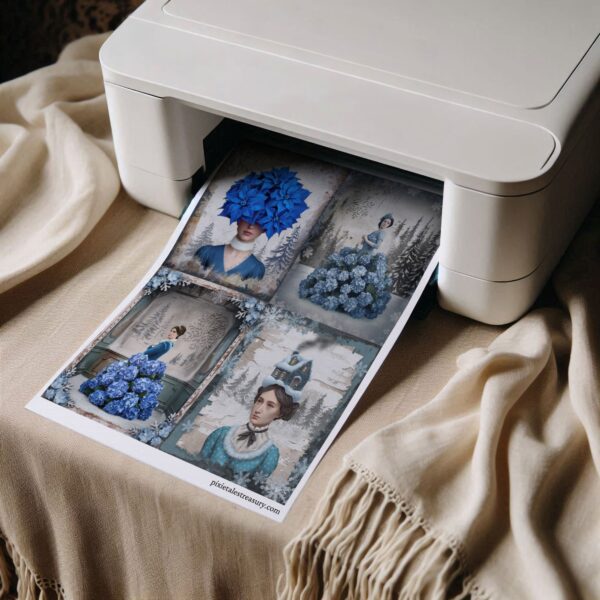 Snowflake Spark - Enchanting Blue Winter Junk Journal Paper Printables - Image 6