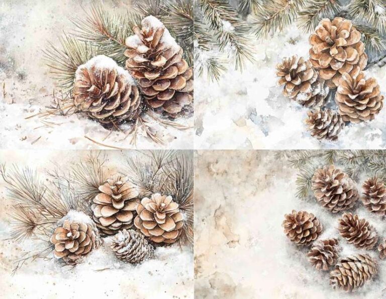 Forest Floor Scattered with Pine Cones – Free Winter Junk Journal Printables (WT0004)