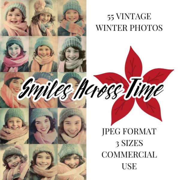 Smiles Across Time - Vintage Winter Photos Ephemera Junk Journal Pack - Image 2