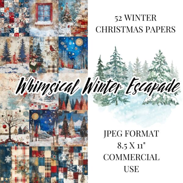 Whimsical Winter Escapade - Winter Christmas Junk Journal Papers - Image 2