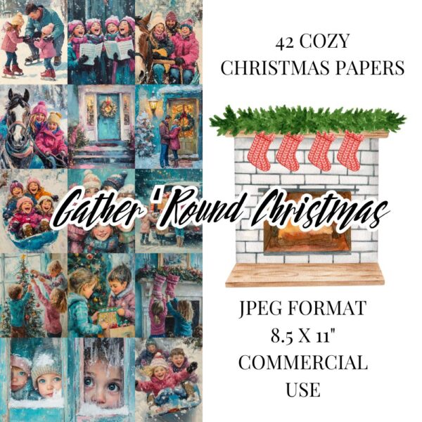 Gather 'Round Christmas - 42 Cozy Christmas Junk Journal Papers for Cozy Holiday Memories - Image 2