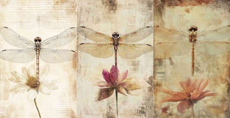 Elegant Dragonfly – Free Floral Junk Journal Printables (FL0003)