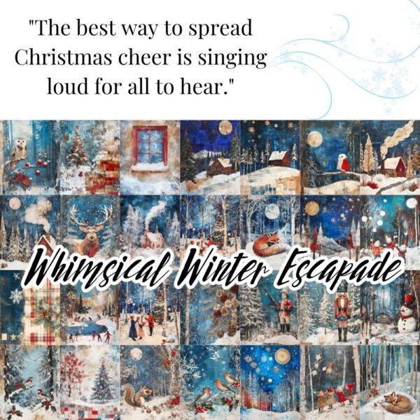 Whimsical Winter Escapade - Winter Christmas Junk Journal Papers - Image 3