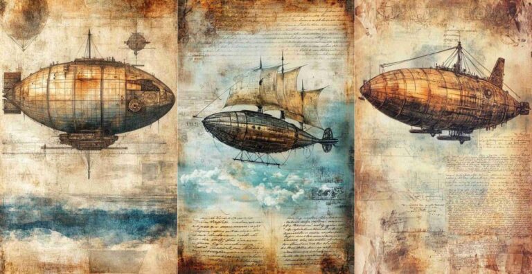 Steampunk Airship – Free Steampunk Junk Journal Printables (ST0008)