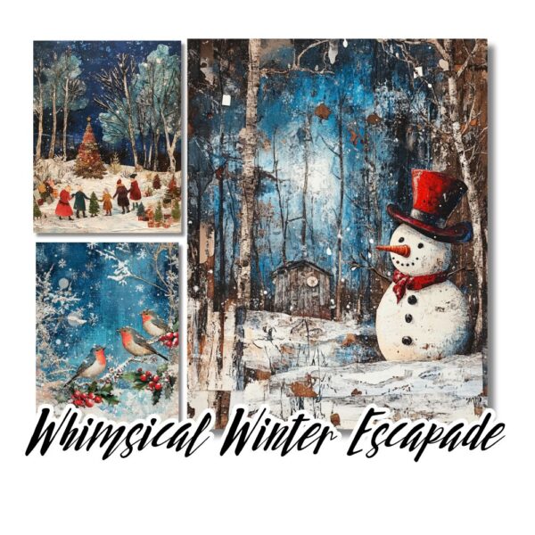 Whimsical Winter Escapade - Winter Christmas Junk Journal Papers - Image 4