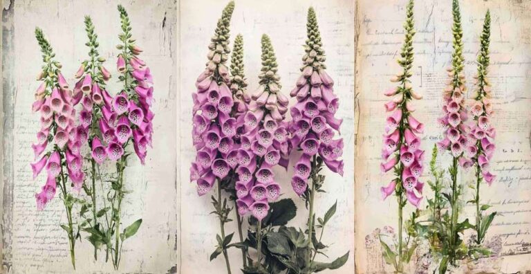 Purple Pink Foxgloves – Free Floral Junk Journal Printables (FL0006)