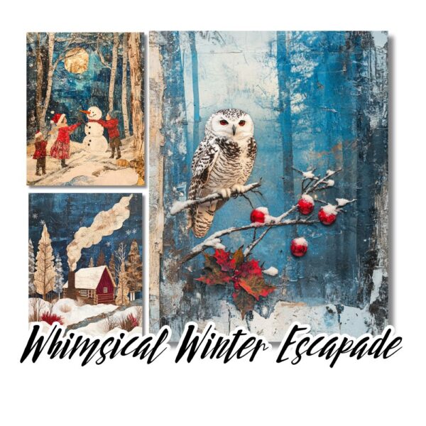 Whimsical Winter Escapade - Winter Christmas Junk Journal Papers - Image 7