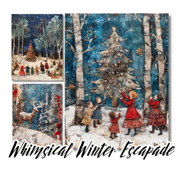 Whimsical Winter Escapade - Winter Christmas Junk Journal Papers - Image 8