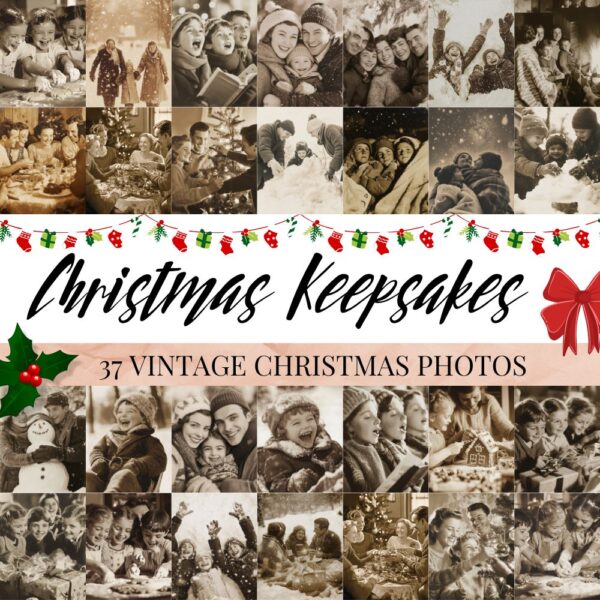 Christmas Keepsakes - 37 Vintage Christmas Photos Ephemera Junk Journal Pack