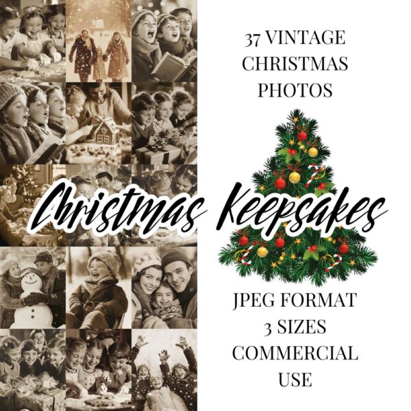 Christmas Keepsakes - 37 Vintage Christmas Photos Ephemera Junk Journal Pack - Image 2