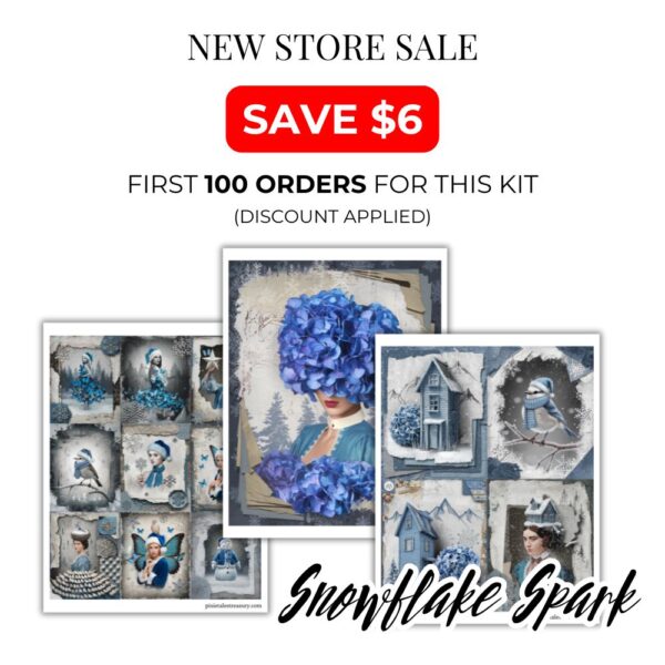 Snowflake Spark - Enchanting Blue Winter Junk Journal Paper Printables - Image 5