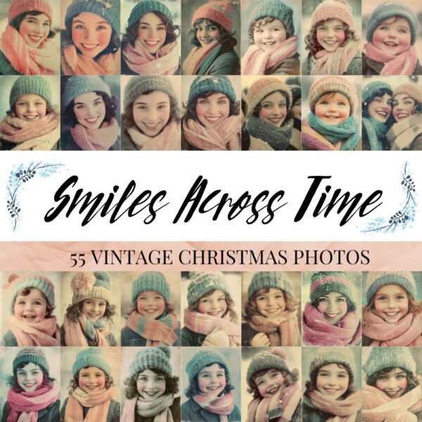 Smiles Across Time - Vintage Winter Photos Ephemera Junk Journal Pack